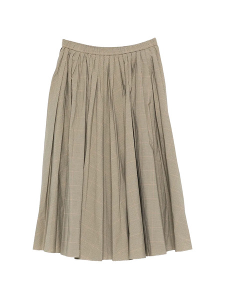  6397 Plaid Pleated Midi Skirt - Neutrals 