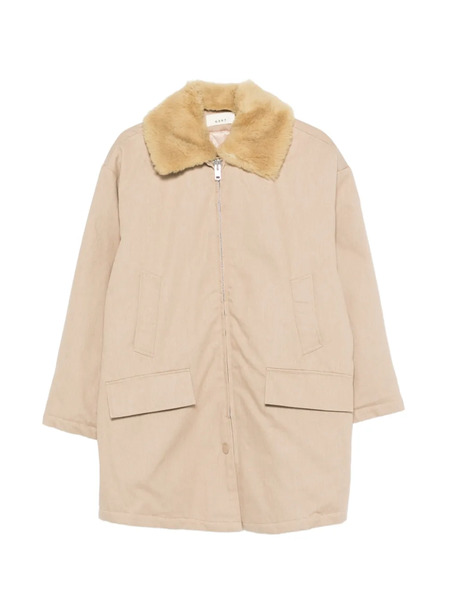  6397 Security Fur-collar Pocket Parka Coat - Neutrals 