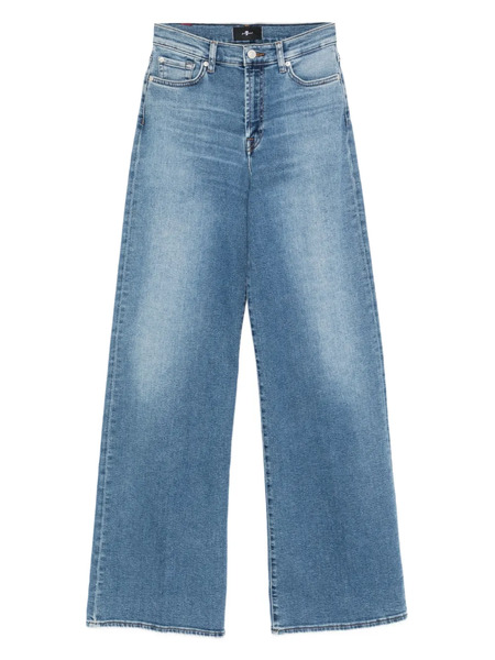  7 For All Mankind Buttoned Wide-leg Jeans - Blue 