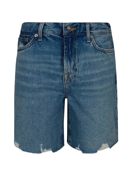  7 For All Mankind Distressed Denim Shorts - Blue 