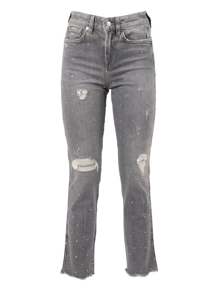  7 For All Mankind Erin Distressed Embellished Jeans - Grey 