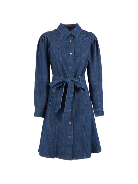  7 For All Mankind Puff-sleeve Midi Dress - Blue 