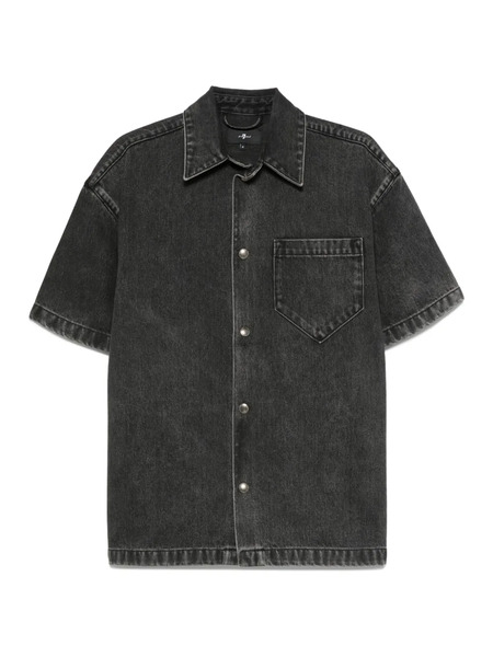  7 For All Mankind Short-sleeve Denim Shirt - Black 