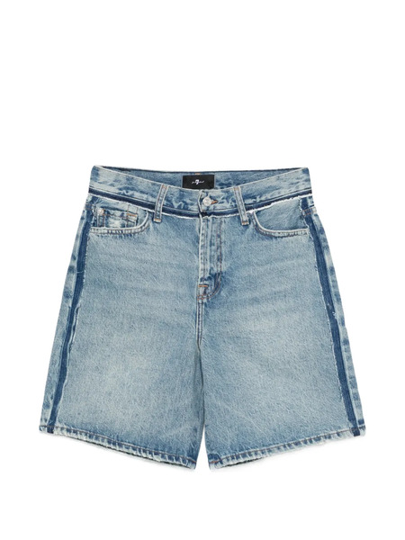  7 For All Mankind Stripe Denim Shorts - Blue 
