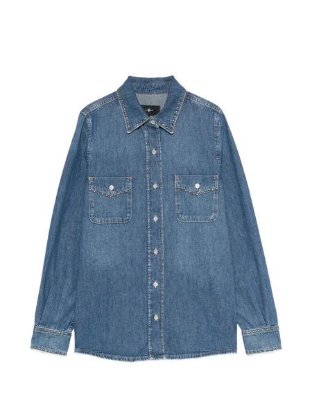  7 For All Mankind Studded Denim Shirt - Blue 