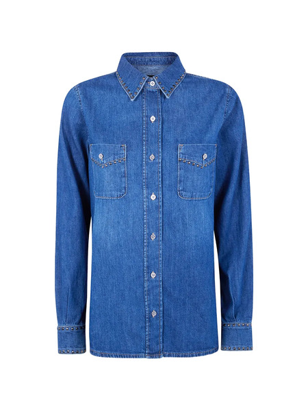  7 For All Mankind Studded-details Chest-pocket Shirt - Blue 