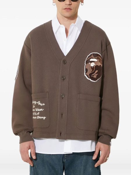  A Bathing Ape® College Badges Button Cardigan - Brown 