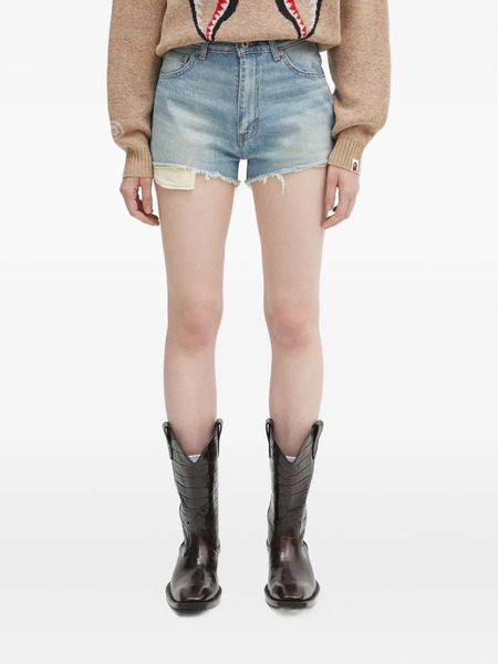  A Bathing Ape® Crystal Ape Head Denim Shorts - Blue 