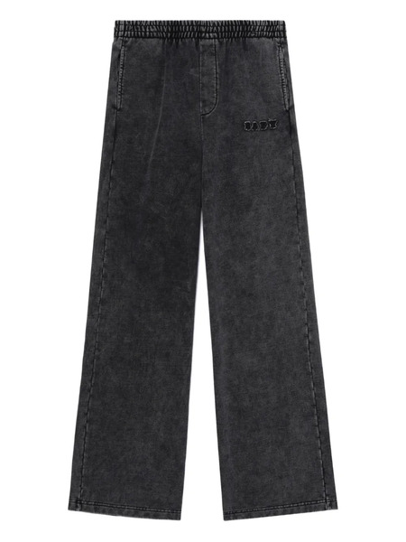  A Bathing Ape® Elastic-waist Embroidered Straight Trousers - Grey 