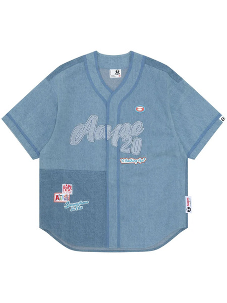  A Bathing Ape® Logo-appliqué Denim Shirt - Blue 