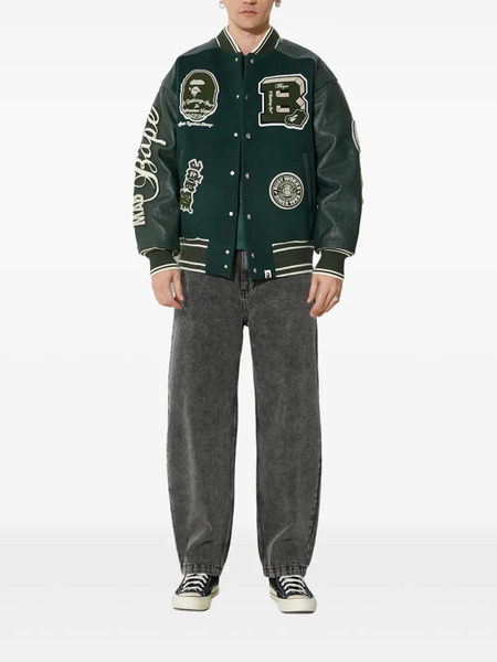  A Bathing Ape® Panelled Varsity Jacket - Green 