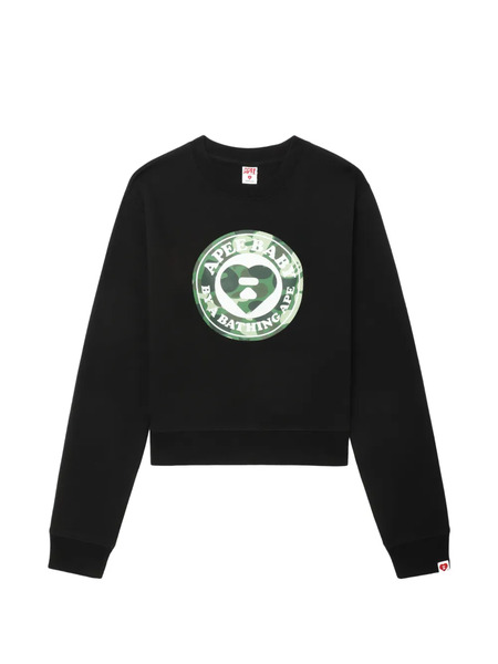  A Bathing Ape® Round Camo Heart-print Sweatshirt - Black 