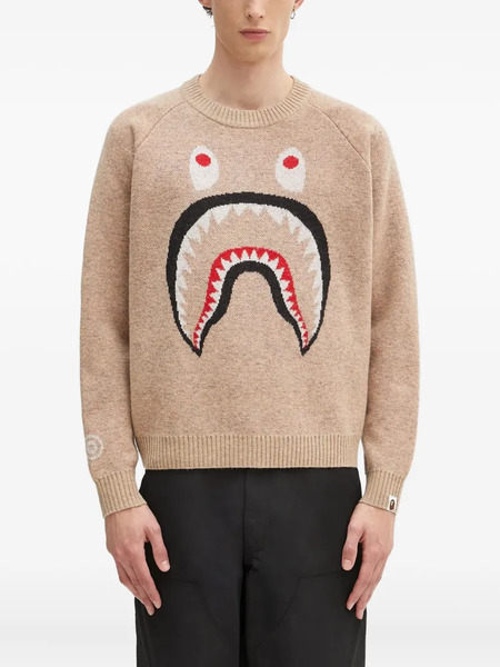  A Bathing Ape® Shark-head Intarsia Sweater - Neutrals 