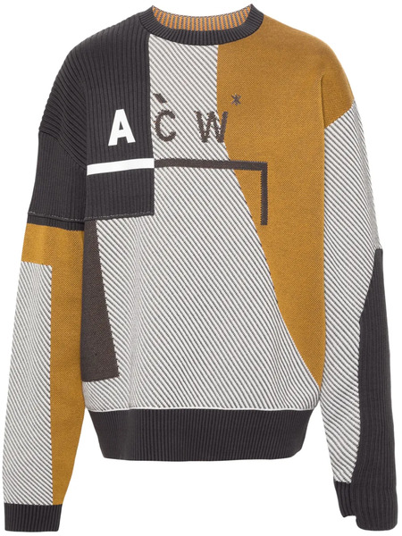  A-cold-wall* Geometric-intarsia bone Sweater - White 