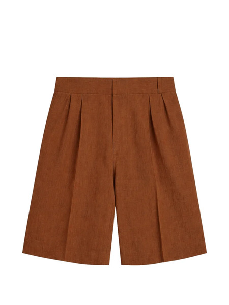  A Paper Kid Pleated Linen Shorts - Brown 