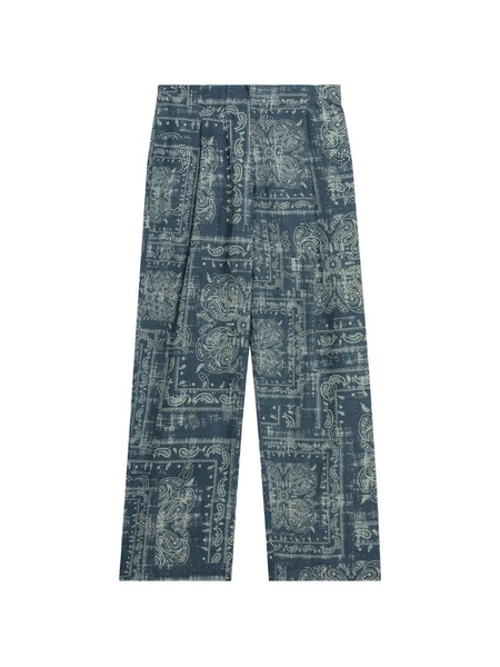  A Paper Kid Popeline Paisley Trousers - Blue 