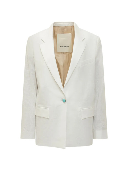 A Paper Kid Stone Button Linen Jacket - White 