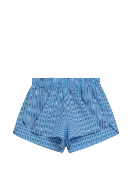  A Paper Kid Striped Cotton Shorts - Blue 
