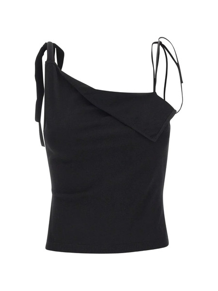  A. Roege Hove Trine One-shoulder Strap Tie Tank Top - Black 