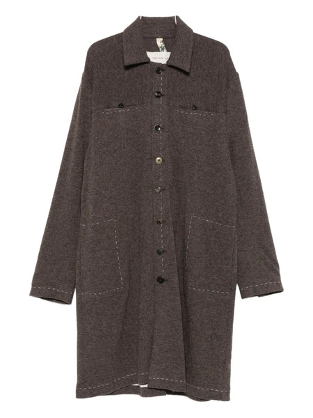  A Tentative Atelier Stitch-detail Button-up Coat - Brown 