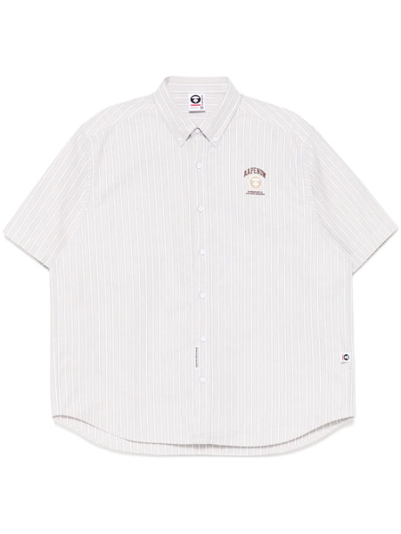  Aape By *a Bathing Ape® Aapenow Moonface-logo Striped Shirt - Neutrals 