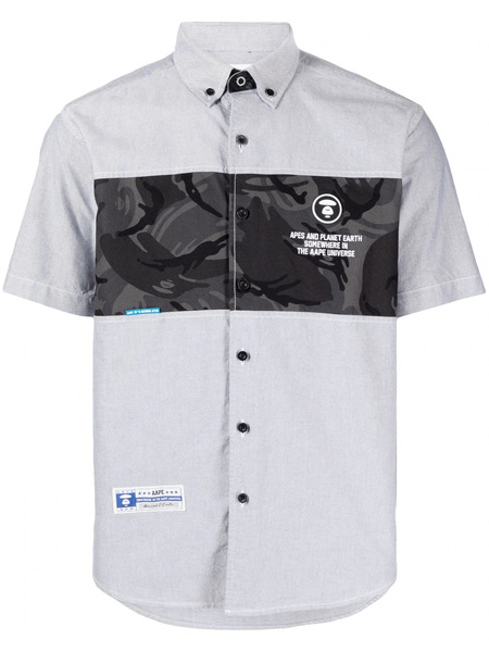  Aape By *a Bathing Ape® Camouflage-print Logo-patch Shirt - Grey 
