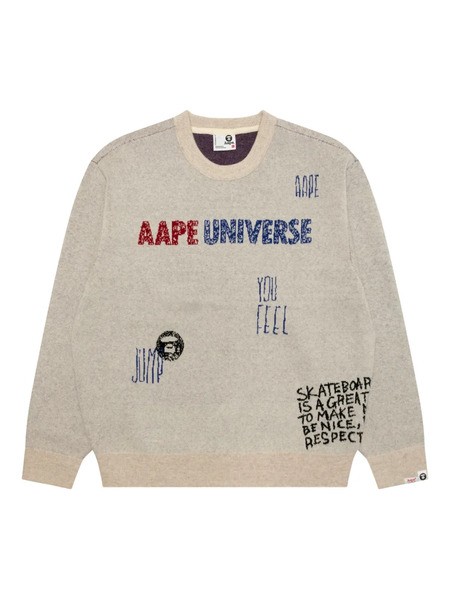  Aape By *a Bathing Ape® Crew-neck Sweater - Neutrals 