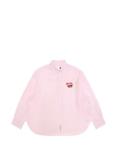  Aape By *a Bathing Ape® Embroidered Striped Shirt - Pink 