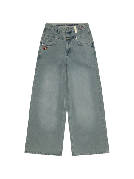  Aape By *a Bathing Ape® Embroidered Wide-leg Jeans - Blue 