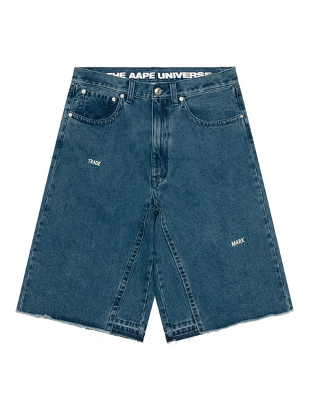  Aape By *a Bathing Ape® Frayed Denim Shorts - Blue 