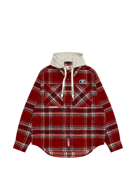  Aape By *a Bathing Ape® Hooded Checked Shirt - Red 