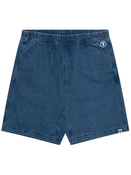  Aape By *a Bathing Ape® Logo-embossed Denim Shorts - Blue 