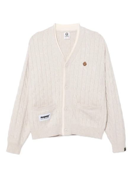  Aape By *a Bathing Ape® Logo-embroidered Cardigan - Neutrals 