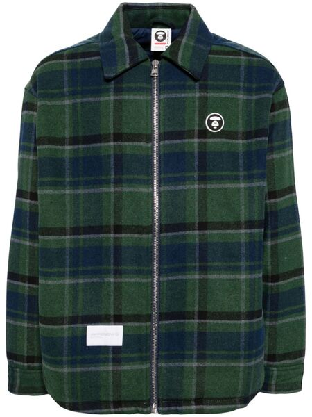  Aape By *a Bathing Ape® Logo-patch Check-pattern Jacket - Green 