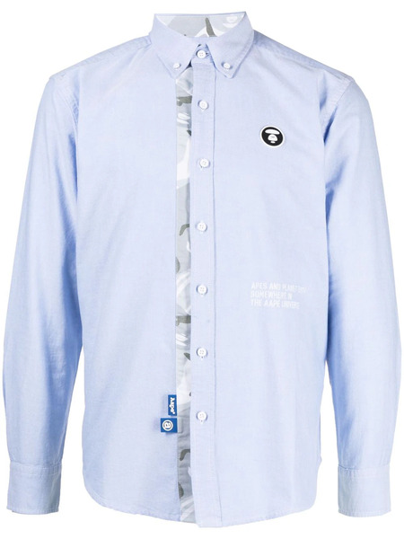  Aape By *a Bathing Ape® Logo-patch Cotton Shirt - Blue 