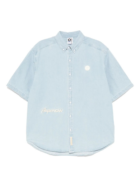  Aape By *a Bathing Ape® Logo-patch Denim Shirt - Blue 