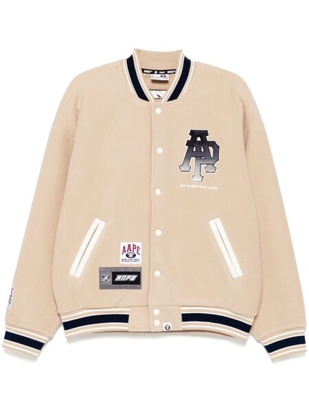  Aape By *a Bathing Ape® Logo Varsity Jacket - Neutrals 