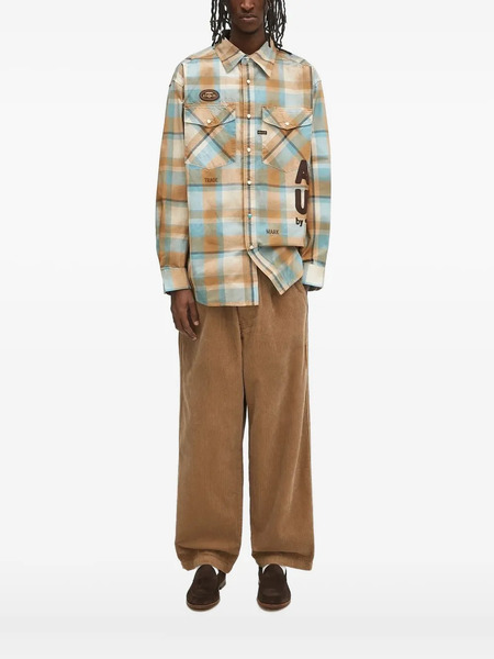  Aape By *a Bathing Ape® Plaid Logo Shirt - Neutrals 