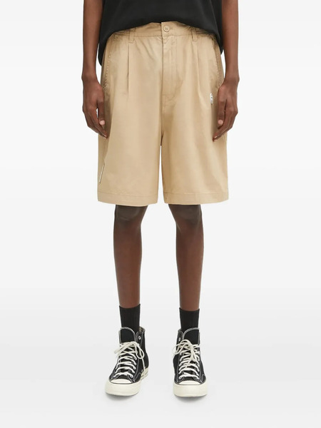  Aape By *a Bathing Ape® Pleated-detail Logo-patch Shorts - Neutrals 