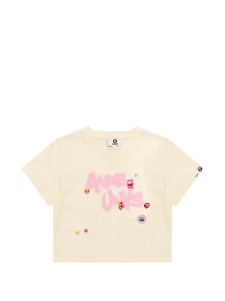  Aape By *a Bathing Ape® Printed Cropped T-shirt - Neutrals 