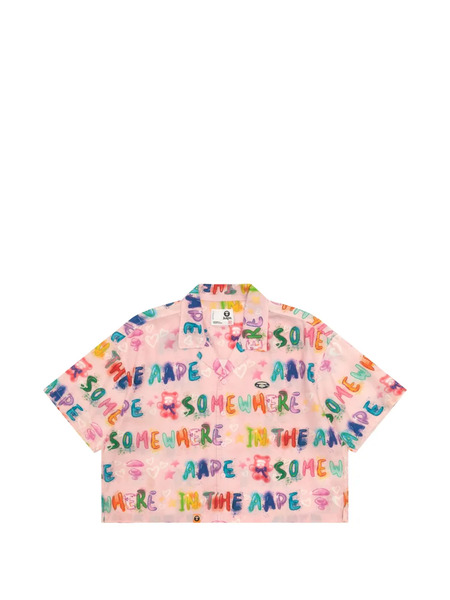  Aape By *a Bathing Ape® Short-sleeve Graphic-print Shirt - Pink 