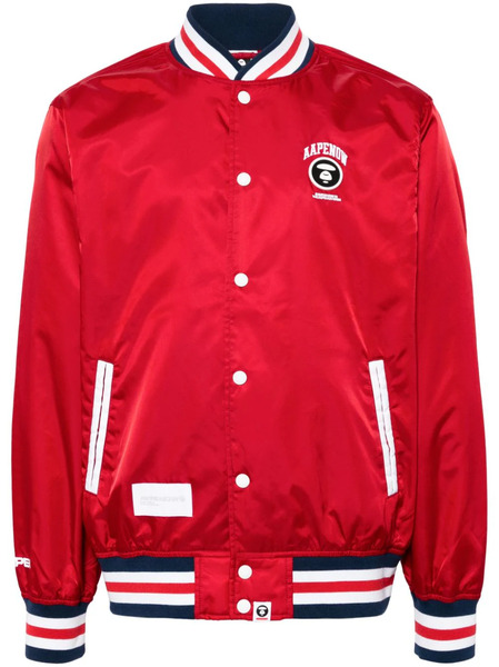  Aape By *a Bathing Ape® Stripe-trim Bomber Jacket - Red 