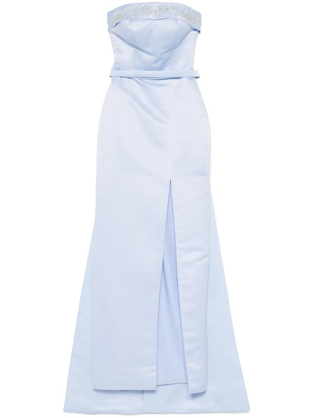  Aavva Floral-embroidered Gown - Blue 