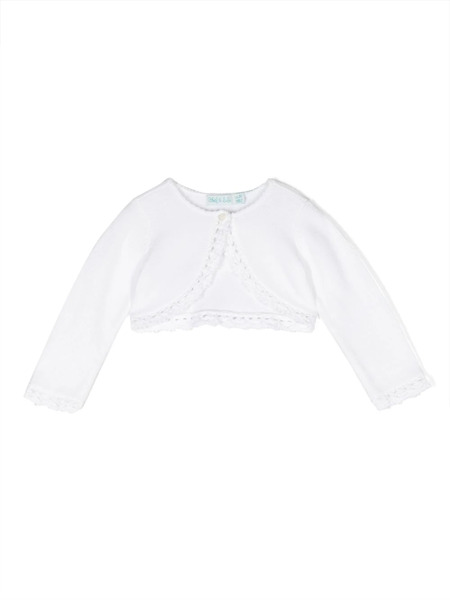  Abel & Lula Crochet-trim Cropped Cardigan - White 