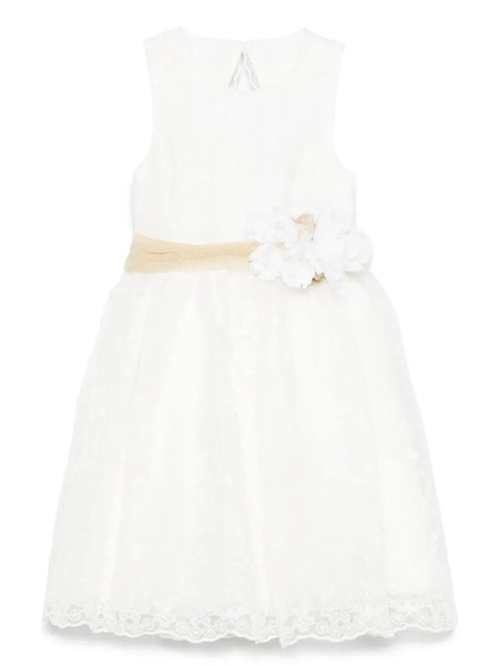 Abel & Lula Floral-appliqué Dress - White 
