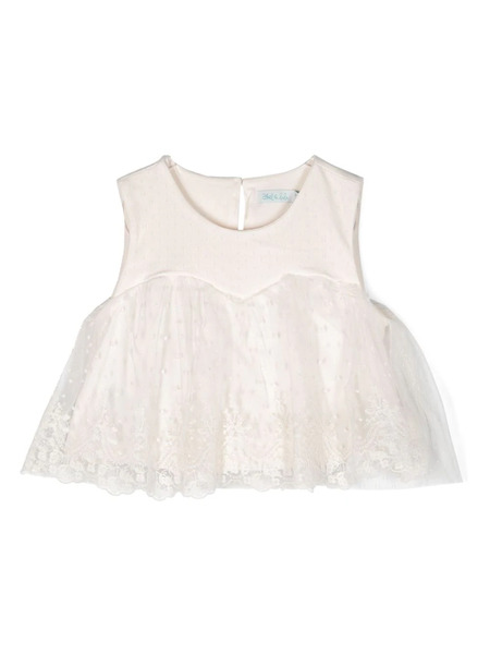  Abel & Lula Floral-lace Point D'esprit Blouse - Neutrals 