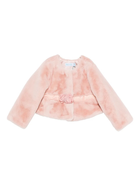  Abel & Lula Flower-embellished Faux Fur Jacket - Pink 