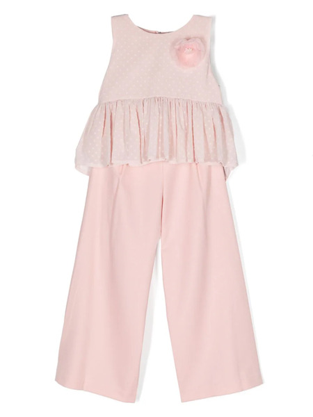  Abel & Lula Polka-dot Embroidered Trousers Set - Pink 