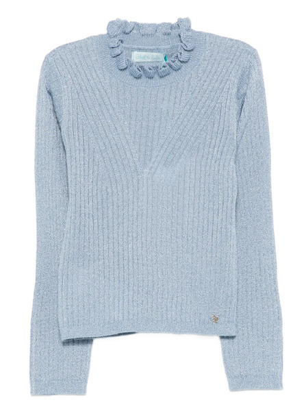  Abel & Lula Ribbed High-neck Jumper - Blue 