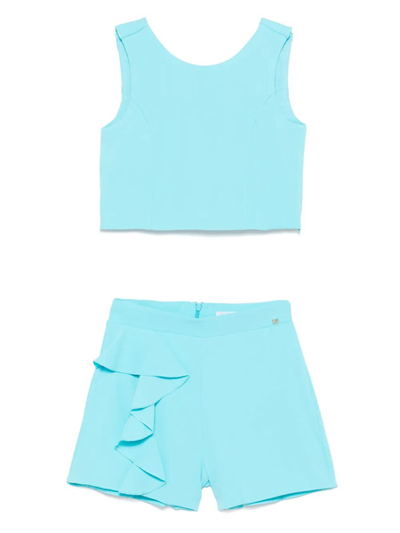  Abel & Lula Ruffle-detail Top And Shorts Set - Blue 